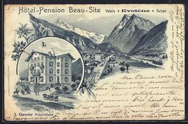 Mondschein-Lithographie Evolène, Hotel-