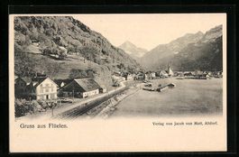 Flüelen, Totalansicht mit Bahngleisen