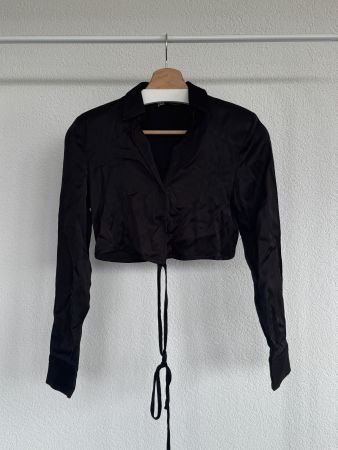 Zara Cropped Bluse – Schwarz, Grösse XS