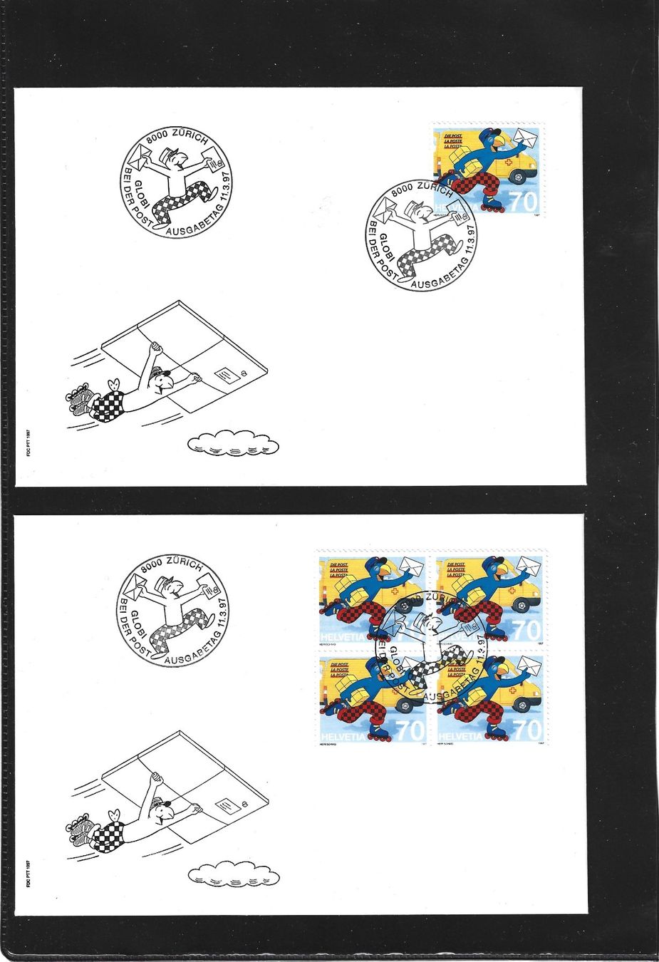 Tutti i francobolli: 1997  FDC 4er  Sondermarke Globi – Usato da Rheinau venduto da loxis