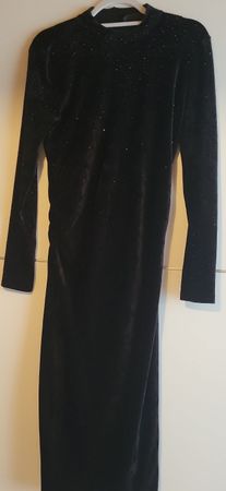 Hallhuber Samtkleid Schwarz mit Glitzer (M), 1x getragen