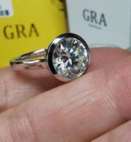 Bague argent avec diamant de moissanite de 1 ct certifié GRA