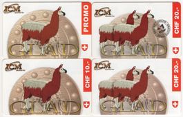 4 x ICM GLAD / Lama - seltene Schweiz Prepaid Telefonkarten