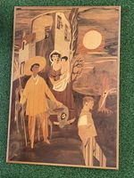 Kunst Bild aus Holz Inlay arbeiten. Intarsien, 1A Zustand