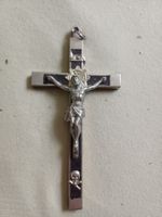 Antikes  Brustkruzifix Wandkruzifix Kreuz Jesus versilbert