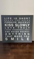 Wandbild Spruch "Life is Short" 