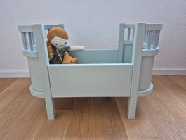 Puppenbett von Sebra aus Holz mintgrün - NEU