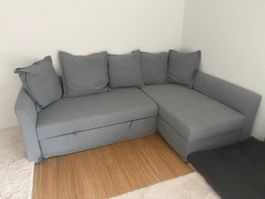 Eckbettsofa dunkelgrau+gratis beige Bezug