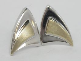 Ohrringe Ohrstecker Silber 925 teilvergoldet Dreieck