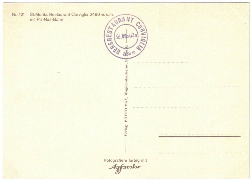 Cartoline postali: St. Moritz - Luftseilbahn Corviglia--Piz Nair – Usato da Binningen venduto da Mountainrider 1
