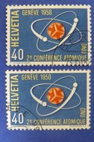 2 Stk. Sondermarken 'Atomkonferenz' 1958 gestempelt
