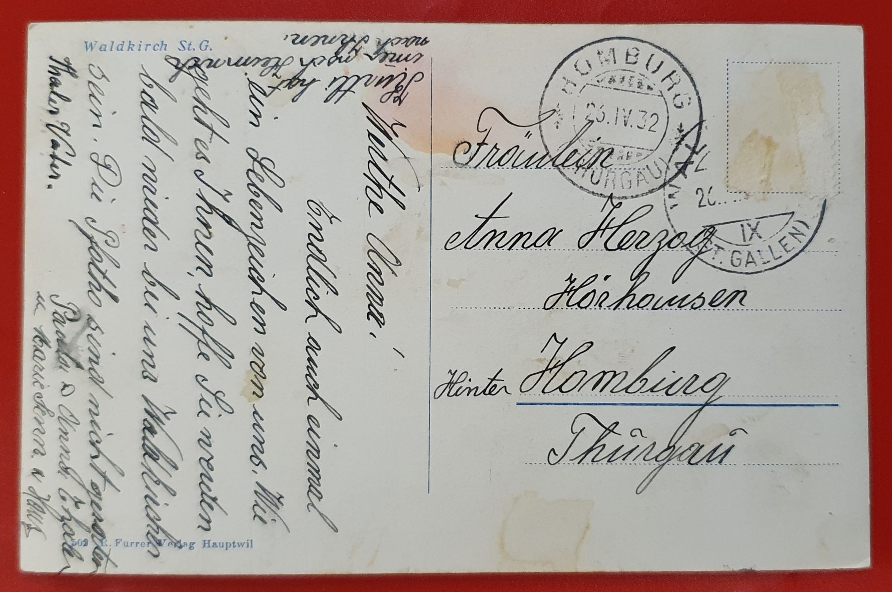Ansichtskarten: Waldkirch St. Gallen 1932 – Gebraucht aus Kreuzlingen von Rschweiz1 1