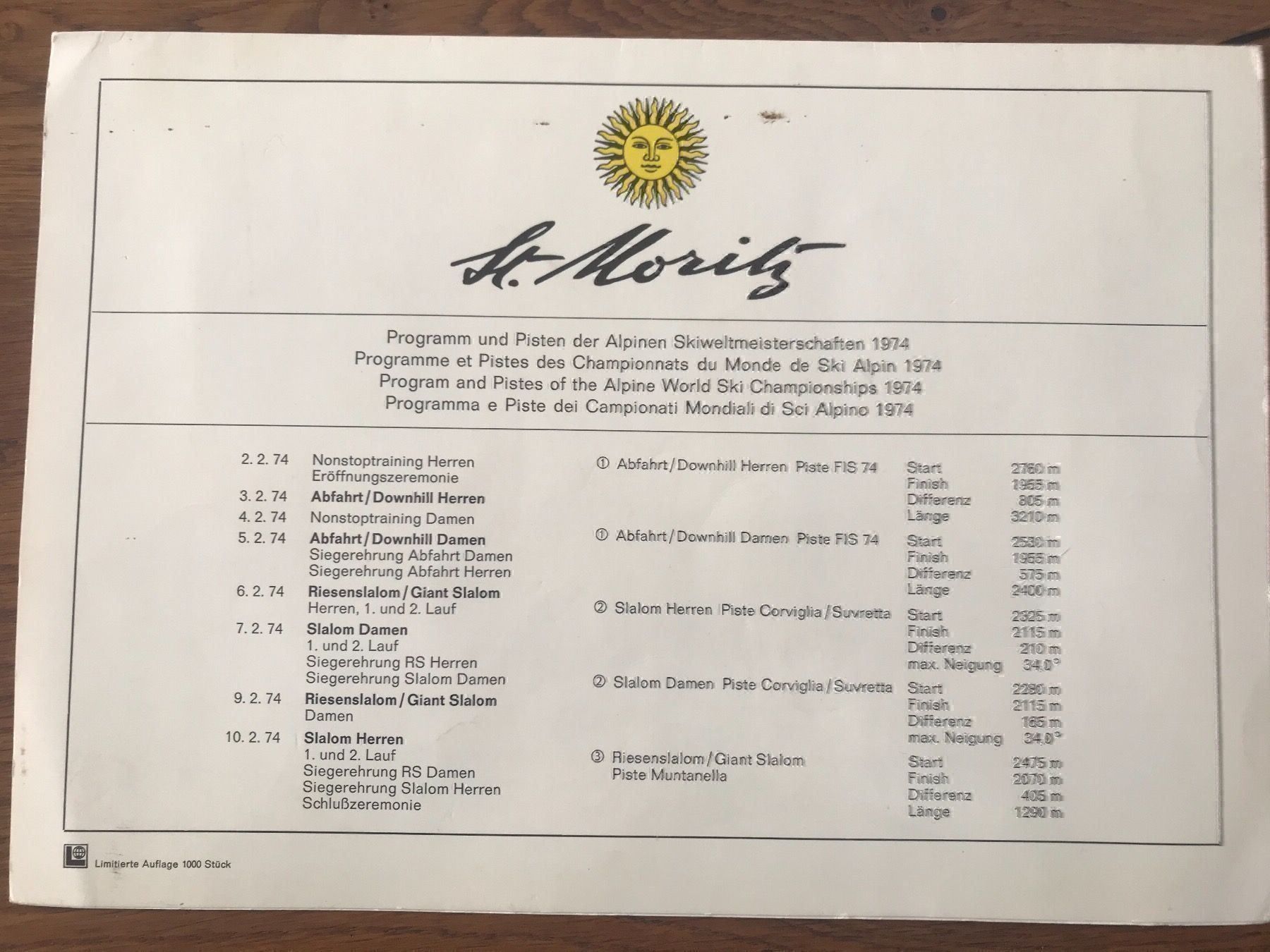 Tutti i francobolli: St. Moritz Ski Weltmeisterschaft 1974 – Usato da Neuenhof venduto da Himmel2 2