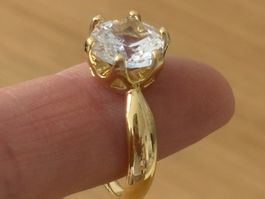 Luxus EleganteGr.17/7 Solitär Ring Farbe:Gold/Zirkonia Weiss