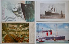 4 Stk Schiffspostkarten nach USA/Australien 1908-1913