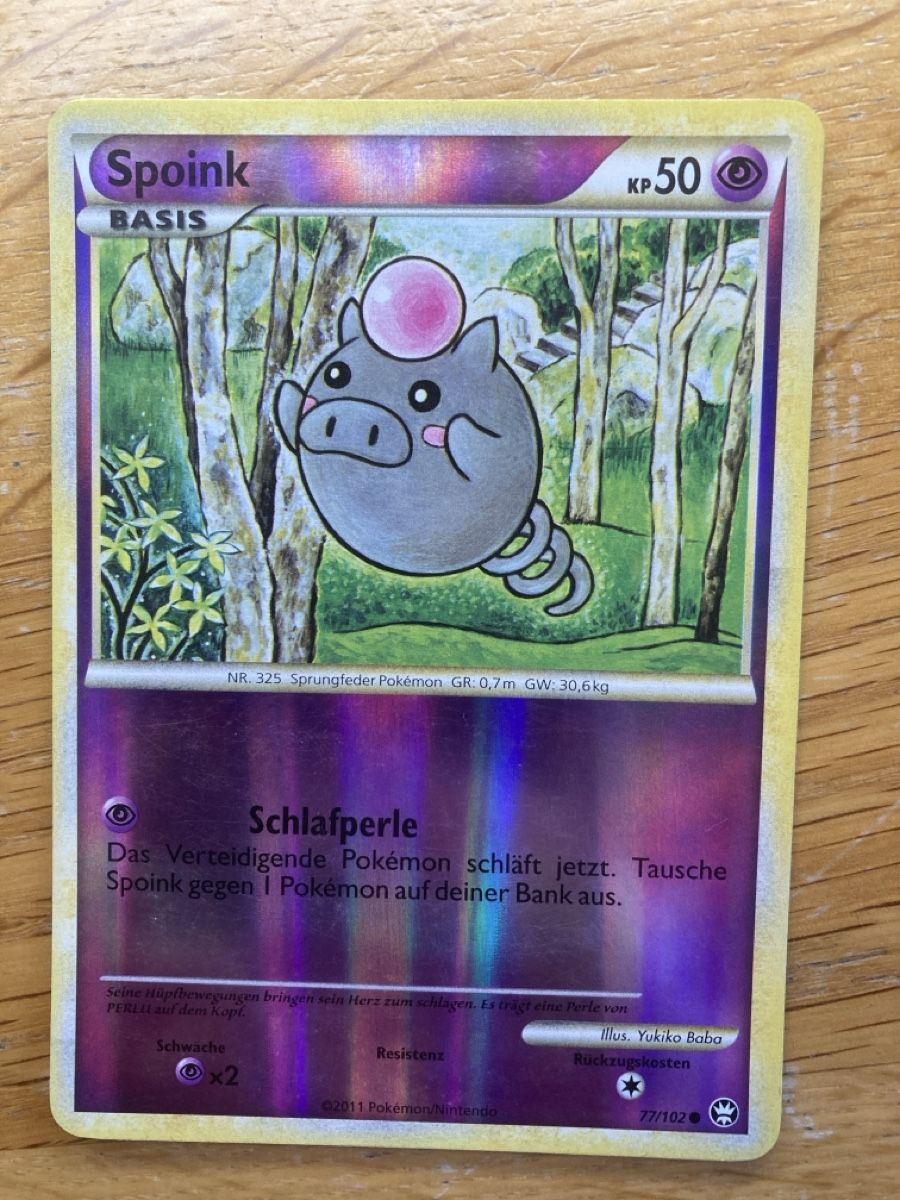 Pokémon Carte collezionabili: Spoink 77/102 REVERSE HOLO – Usato da Zürich venduto da sushitwiceaweek