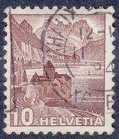 1940  Schloss Chillon 10Rp. Nr.242z  geriffelt  gestempelt