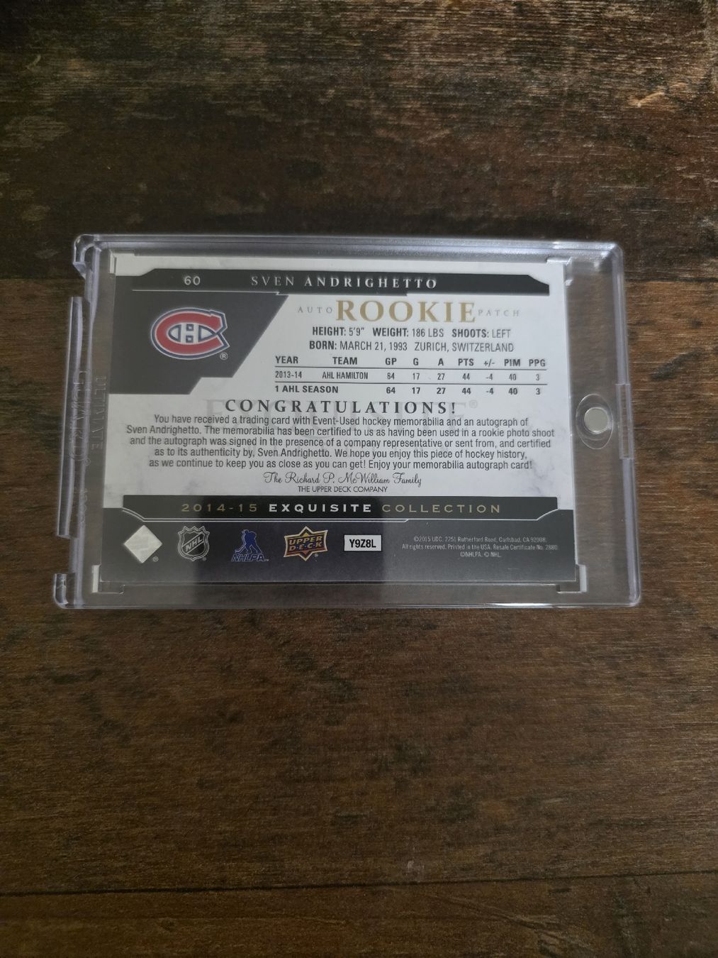 NHL Carte collezionabili: Sven Andrighetto Jersey Patch Karte NHL – Nuovo (secondo la descrizione) da Kilchberg ZH venduto da BlaugelbeMacht1921 1
