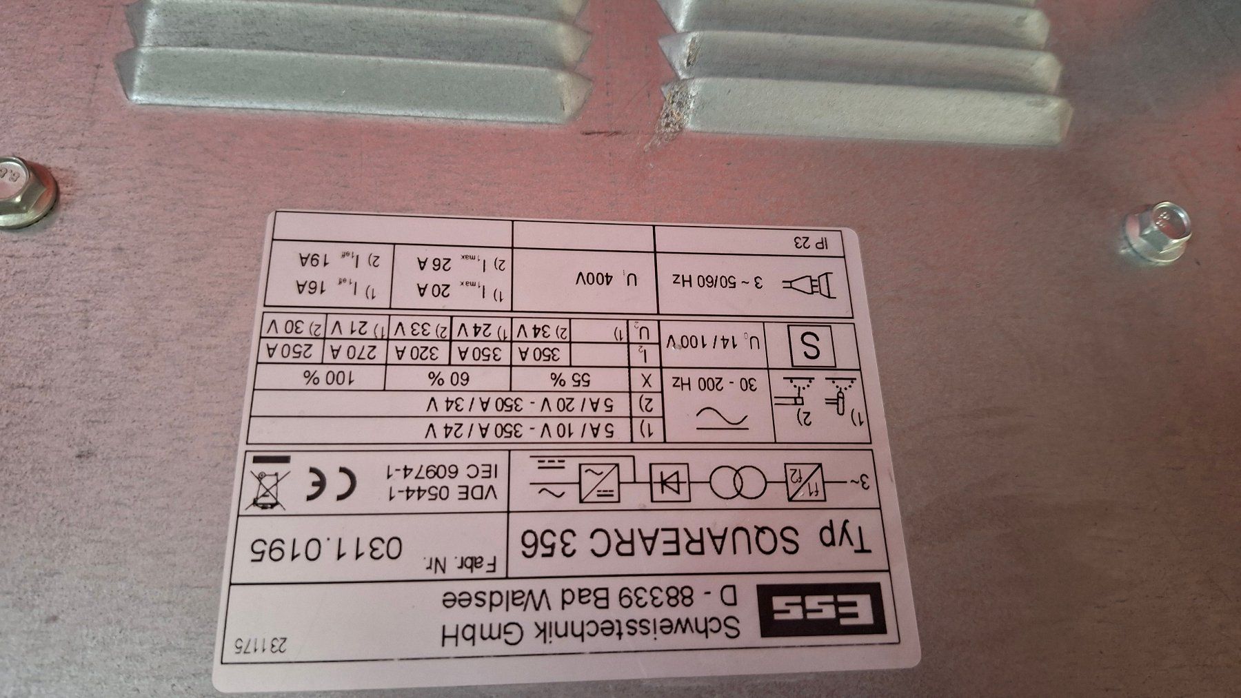 Saldatori: Schweissanlage ESS Typ SQUAREARC 356 C DEFEKT!!! – Difettoso da Wilen b. Wil venduto da Kuss03 5