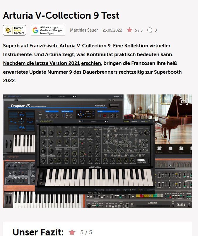 Arturia Software: Arturia V-Collection 9 Plugins und Software – Neu (gemäss Beschreibung) aus Solothurn von elja02 1