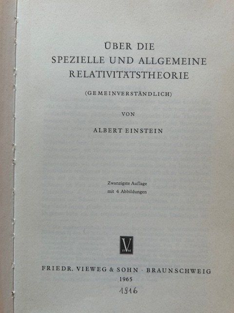 Libri: Albert Einstein, Relativitätstheorie, Vieweg 1965 – Usato da Bern venduto da oregonzwei 1