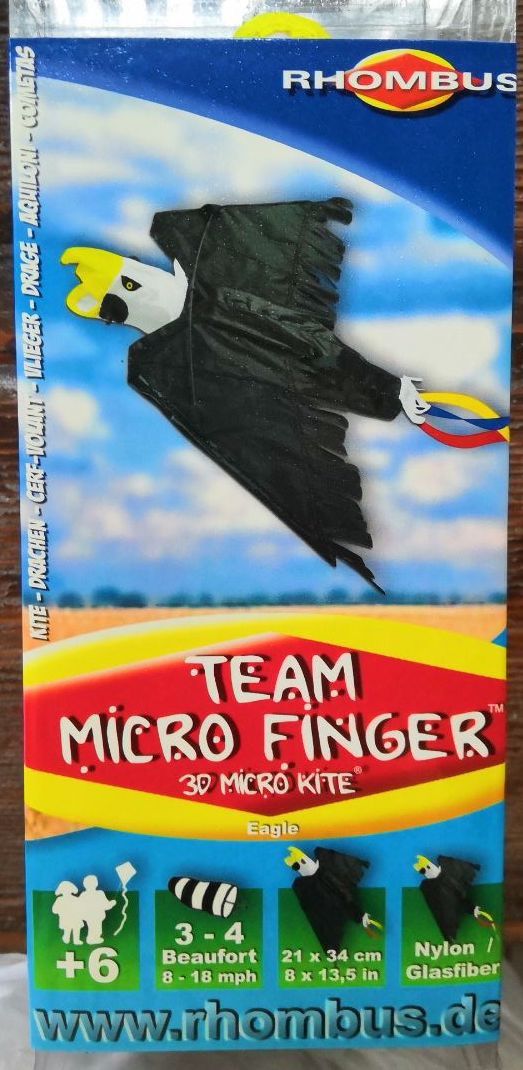 Giocattoli: Rhombus Team Micro Finger Adler Microkite – Nuovo e nell'imballaggio originale da Zürich venduto da gemuesebouillon