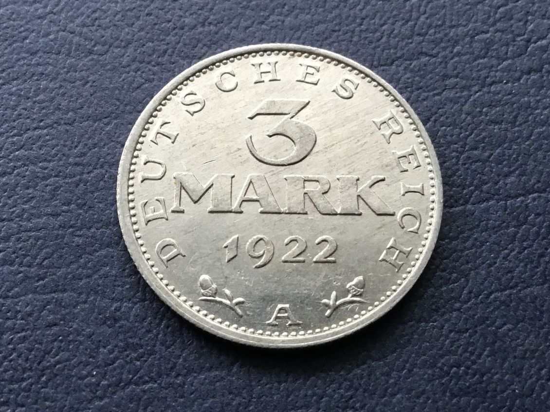 Tutti le monete: Drittes Reich 3 Reichsmark 1922 A   VZ + – Nuovo (secondo la descrizione) da St. Margrethen SG venduto da alfapeugeot10 3