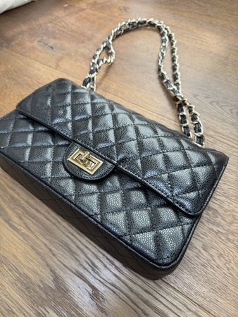 Tasche Schwarz Leder gesteppt NEU