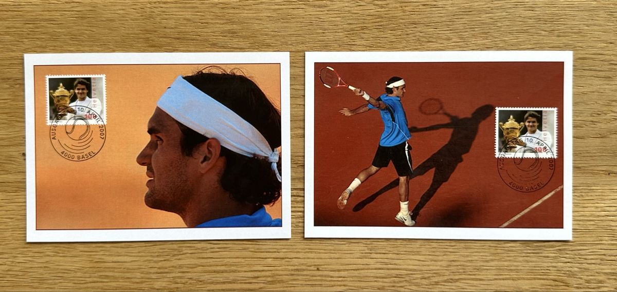 Tutti i francobolli: Schweiz - 2007 FDC Roger Federer Portrait Karten  – Usato da Schmitten / FR venduto da Samsara169