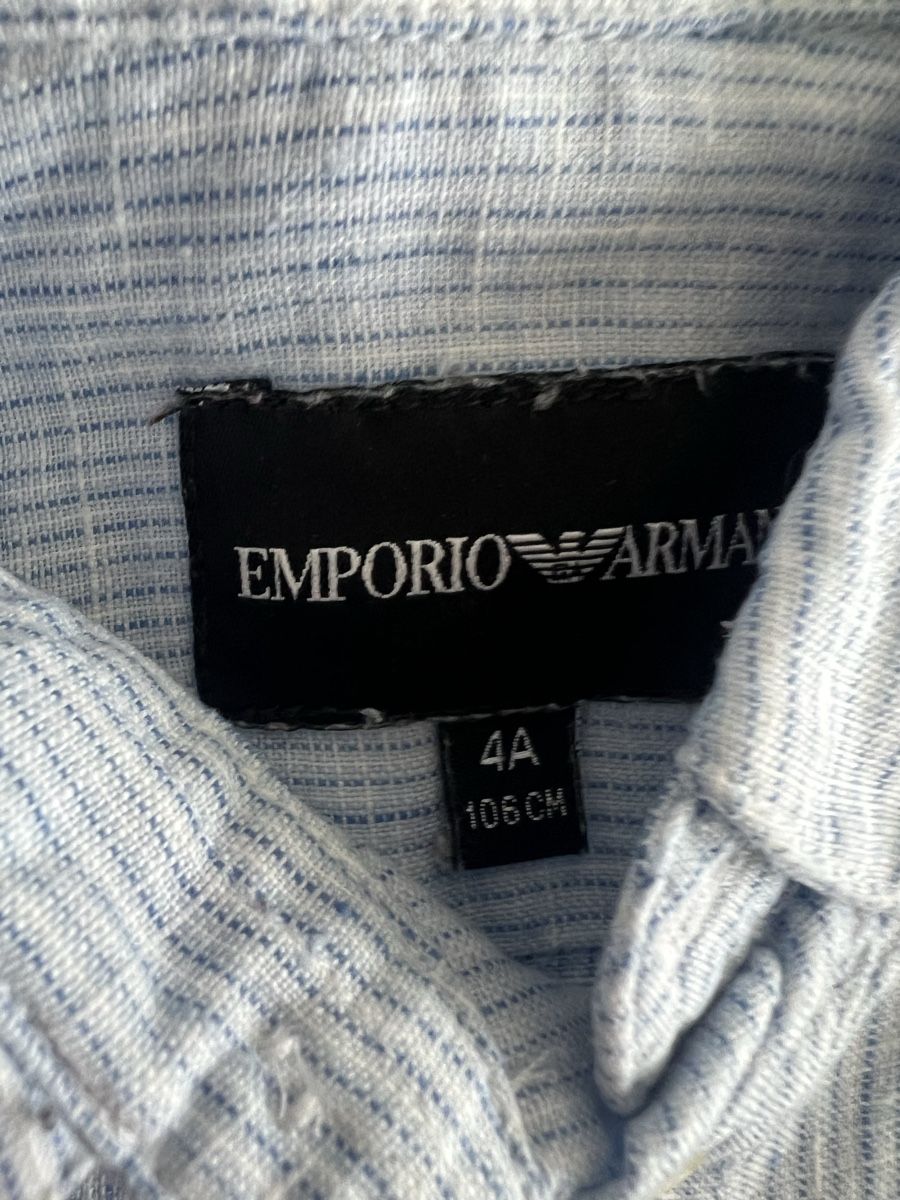 Armani Camicie, T-shirt & Polo: ARMANI LEINEN HEMD WEISS BLAU GR 4/106 – Usato da Basel venduto da theo-g77 2