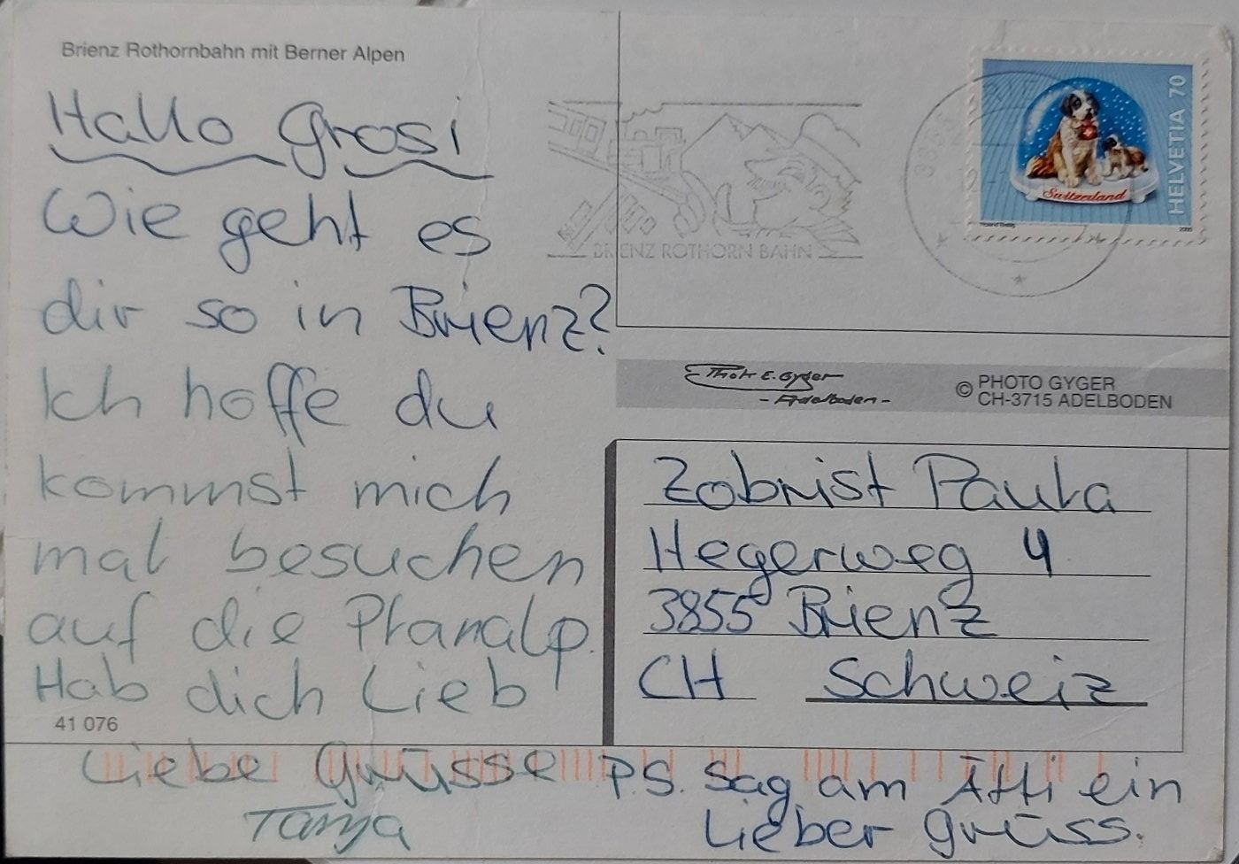 Ansichtskarten: Brienz Rothornban mit Berner Alpen – Gebraucht aus Rothrist von Stranglehold 1