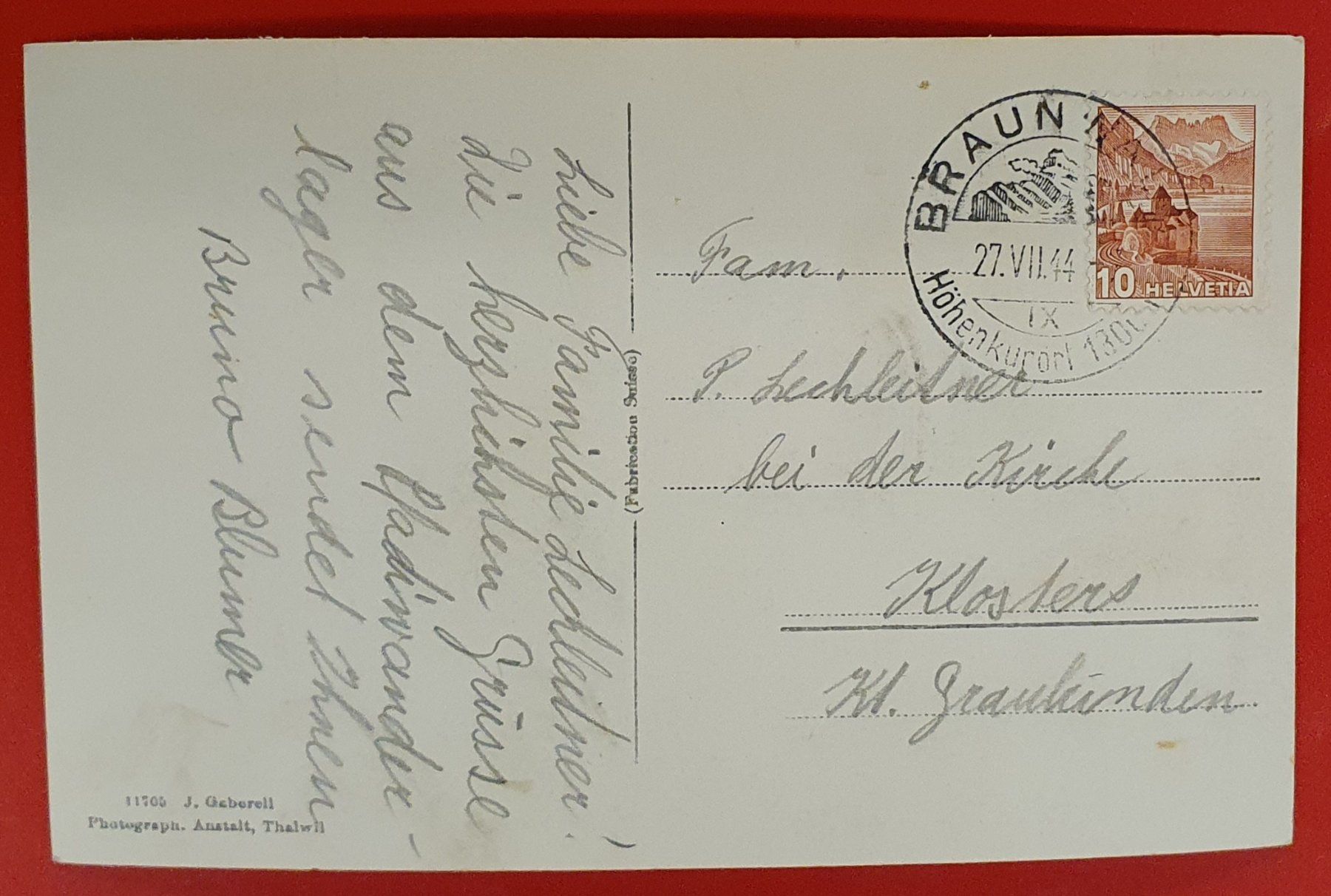 Cartoline postali: Braunwald 1944 – Usato da Kreuzlingen venduto da Rschweiz1 1