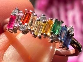 Bague zircons multicolores