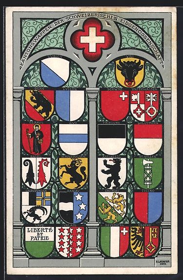 Cartoline postali: Zürich, Kantonswappen der Schweizerisch – Usato da Berlin venduto da bartko-reher