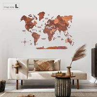 Weltkarte aus Eichenholz 150cm x 90cm