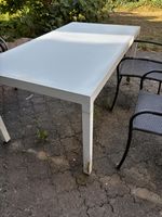 Gartentisch weiss Metall Tischplatte Glas rechteckig 160cm