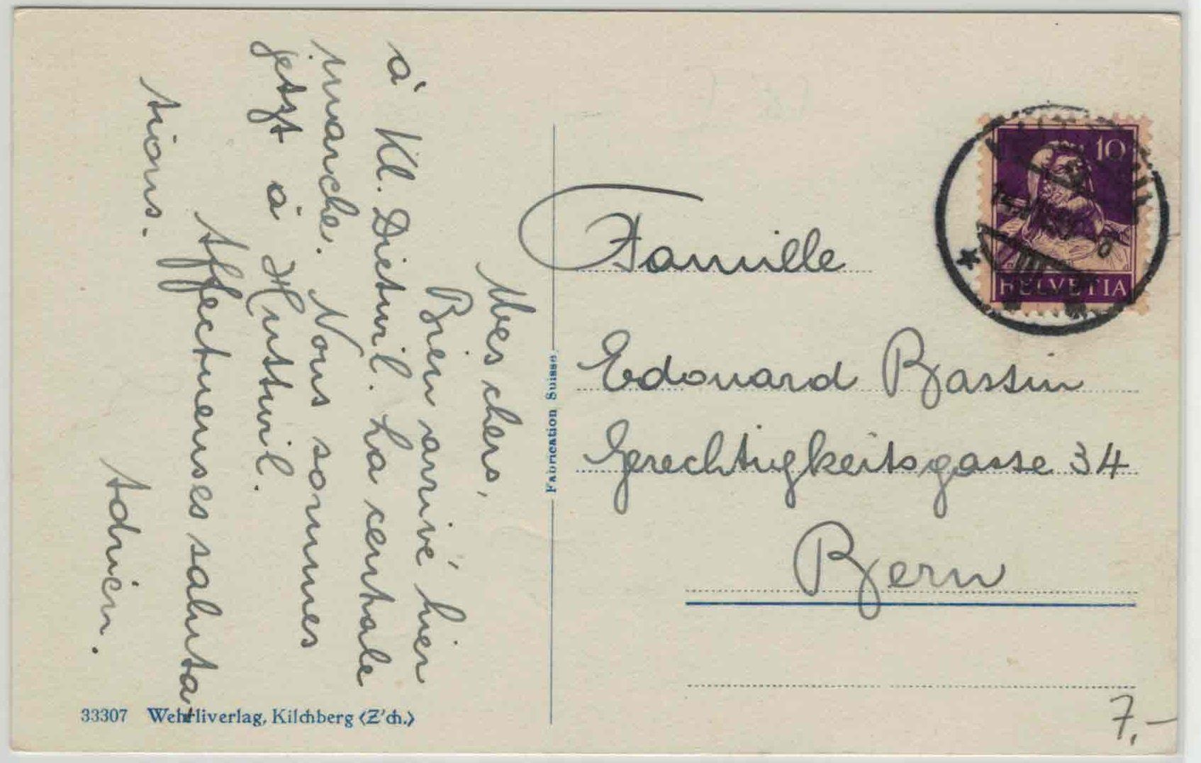 Cartes postales: BE 342 HUTTWIL 1930 – D'occasion à Fribourg par phi_vb2m 1