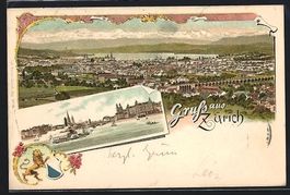Litho Zürich, Ortspartie mit Dampfer