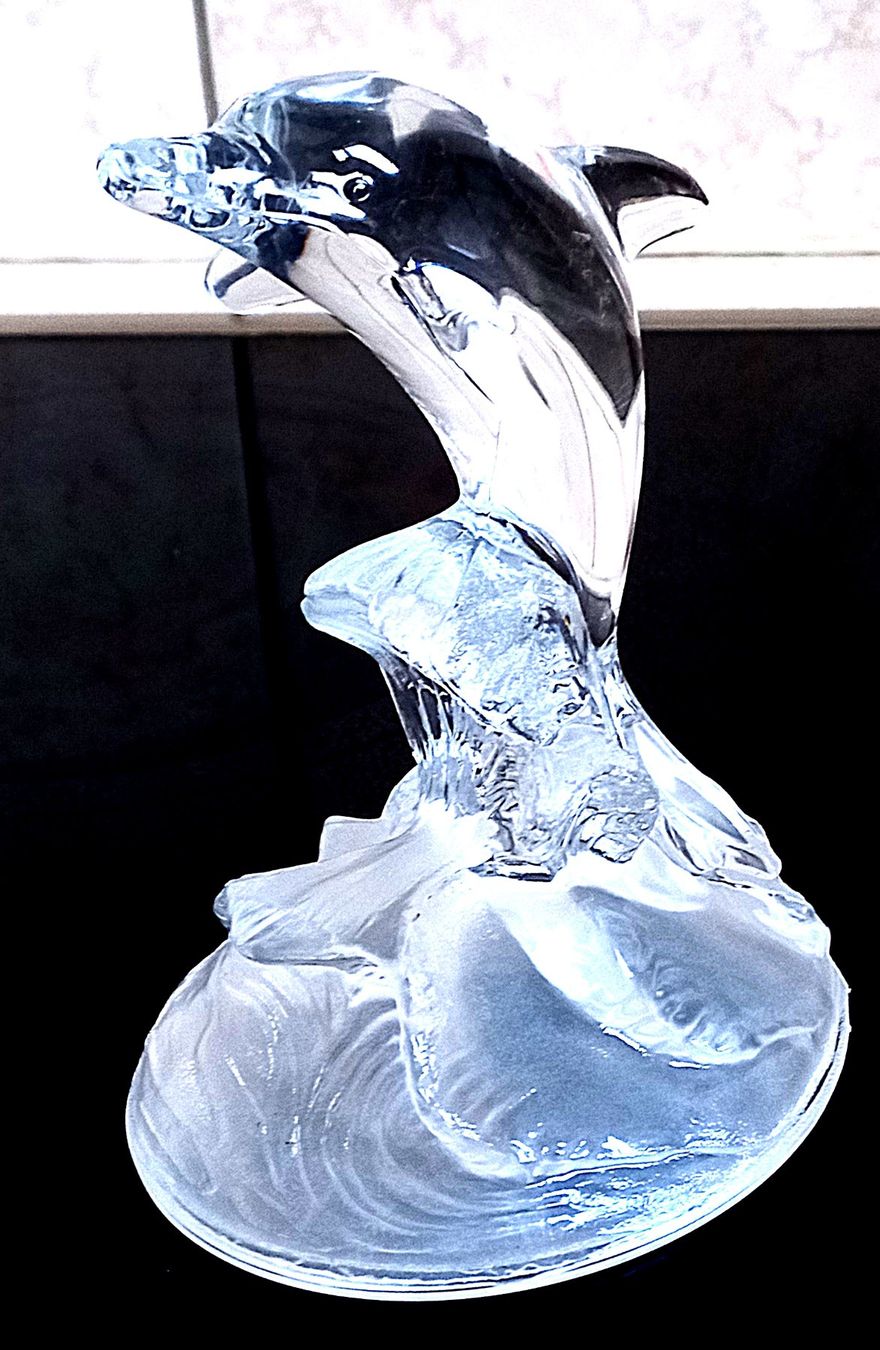 Sculture & Statue: Delfin auf Wasserwelle Glaskunst – Usato da Baar venduto da 2cvbaar 1