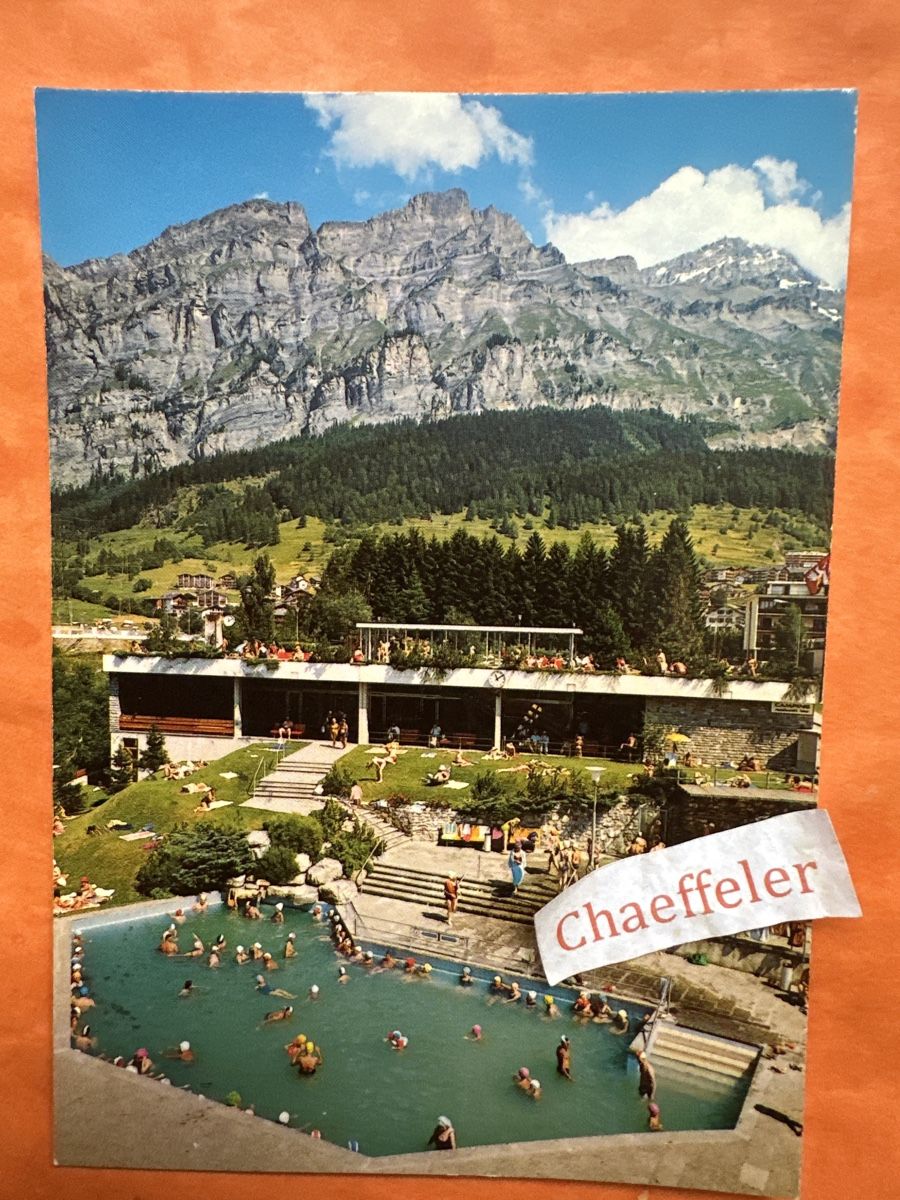 Cartoline postali: 1979  Leukerbad, Thermalbad - Freiluftbäder – Usato da Zürich venduto da Chaeffeler