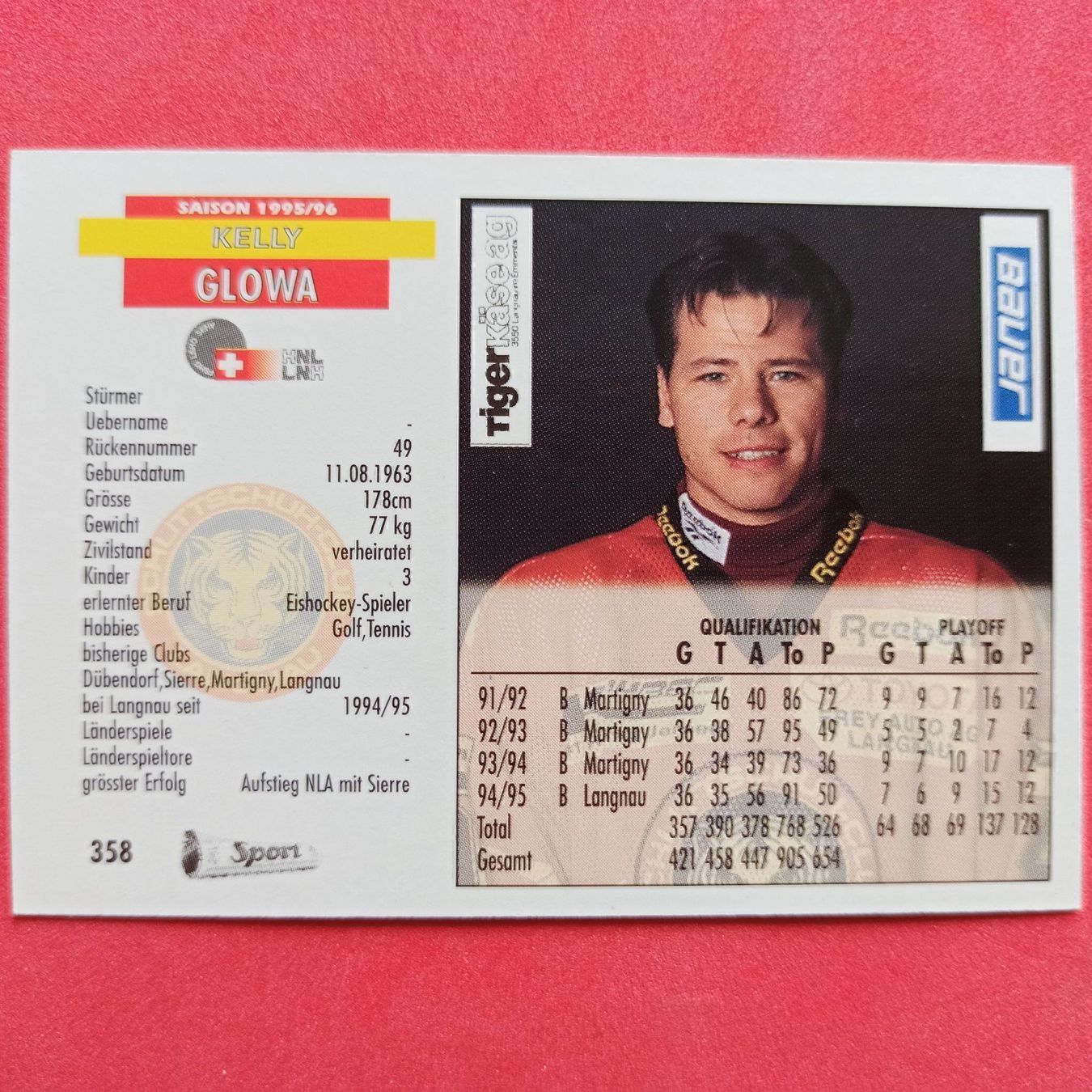 Carte collezionabili: Kely Glowa - SC LANGNAU - 1995/96 – Usato da Dübendorf venduto da kb86_MOVIE 1