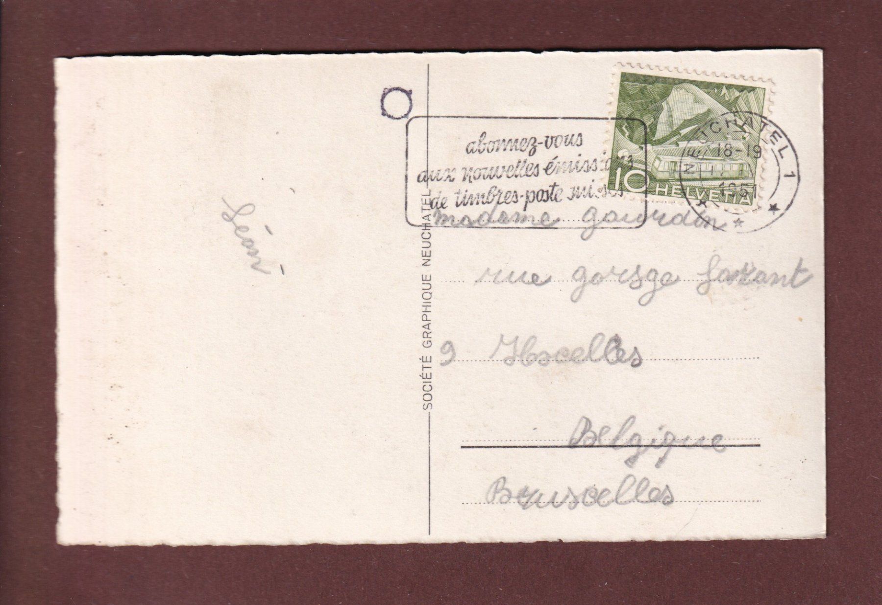 Cartoline postali: NEUCHÂTEL - Eglise catholique - 1951 – Usato da Pully venduto da nicecards 1