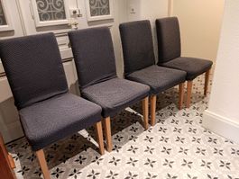 4 Chairs Dark Grey Patterned Covers Good Condition