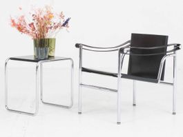 Cassina LC1 Sessel von Le Corbusier in schwarzem Leder