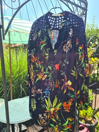 Damen Tunika Oui Blumenmuster dunkelblau Grösse 42