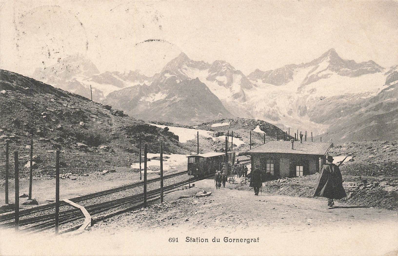 Cartoline postali: Zermatt (VS) Gornergrat Bahnhof und Bahn – Usato da Biasca venduto da Blenio71