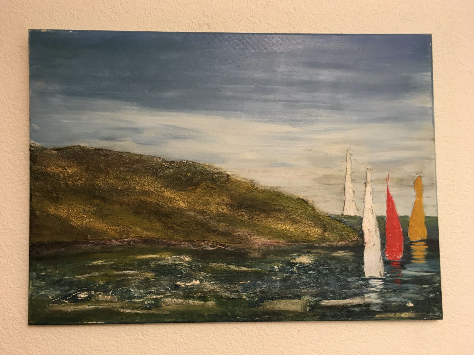 Dipinti: Boot, Meer,  Acryl Mischtechnik, Elisabeth Marti – Usato da Rheineck venduto da emma.gut