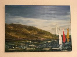 Boot, Meer,  Acryl Mischtechnik, Elisabeth Marti