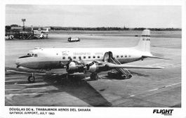 Ansichtkarte 1965 Douglas DC-6, Trabajeros Aeros del Sahara