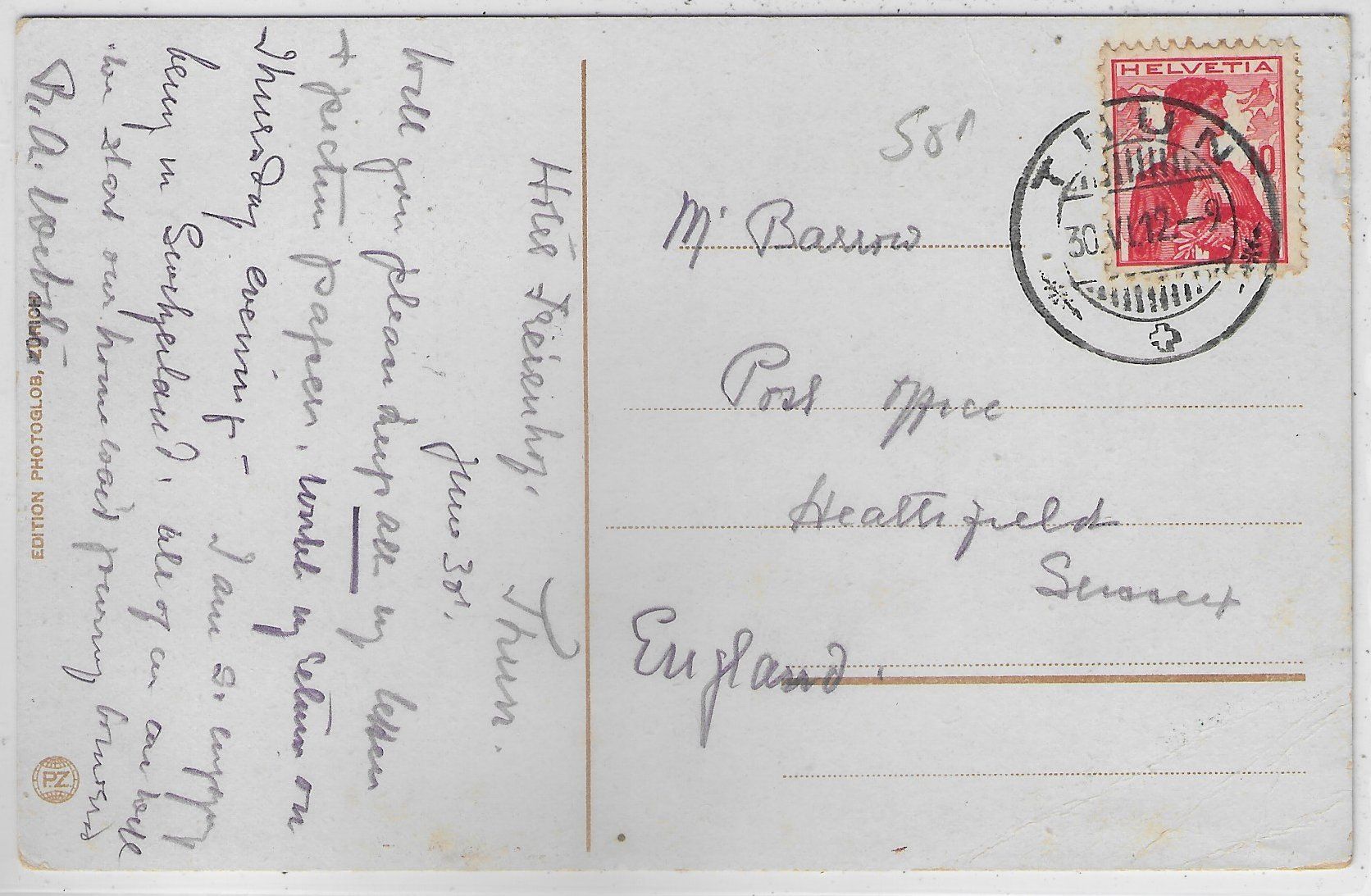 Cartoline postali: Thun und die Alpen - Litho – Usato da Ettingen venduto da Kartenplanet 1